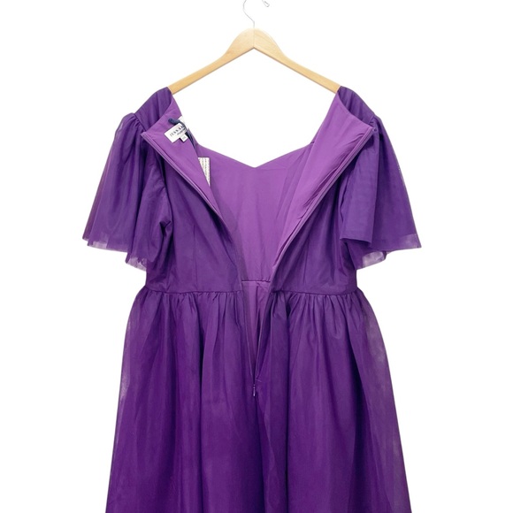 NWT JessaKae Nora Purple Midi Dress Sz XXL Sweetheart Flutter Sleeve Fit & Flare - Picture 11 of 16